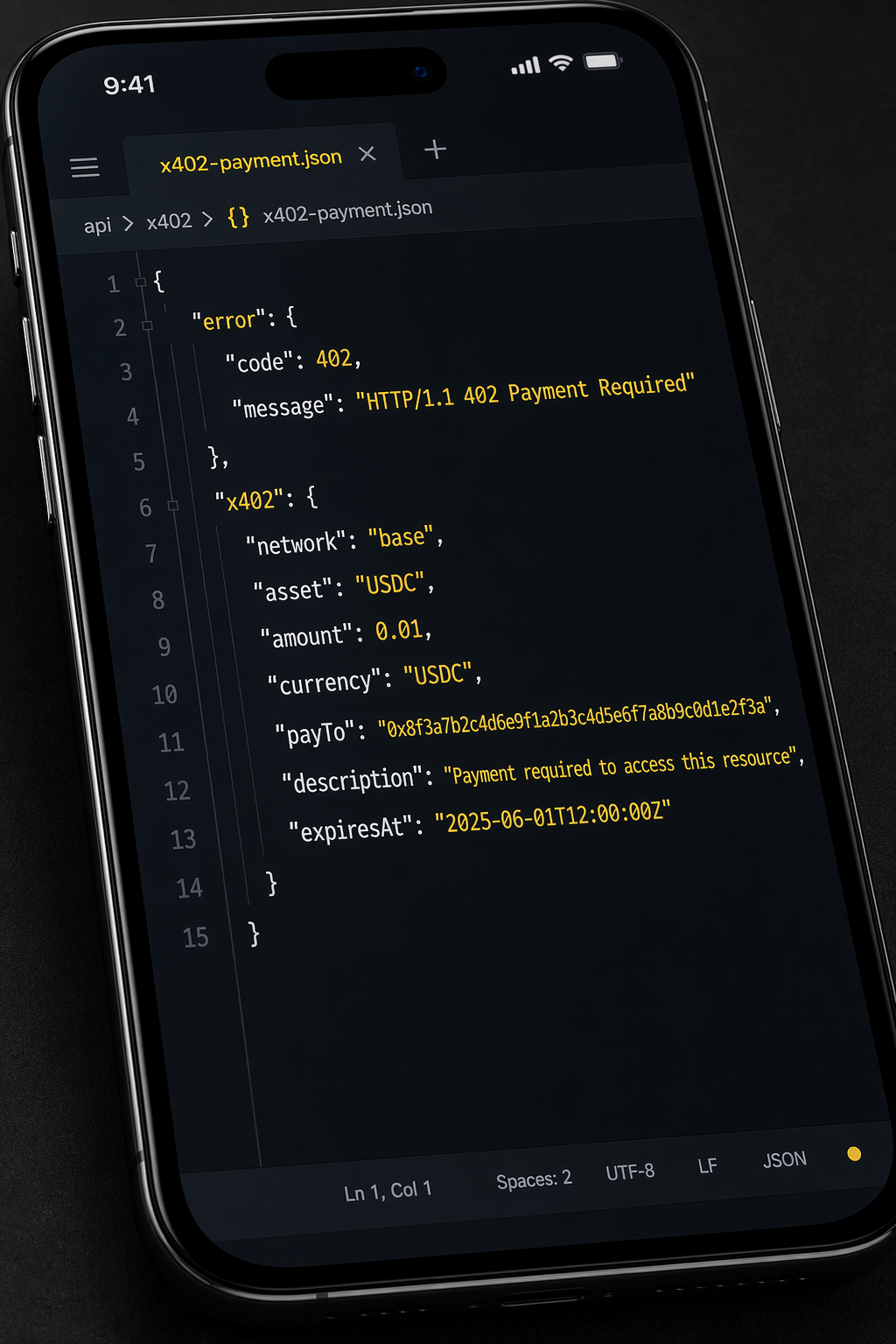 x402 response API phone screenshot